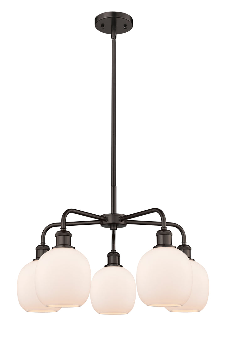 Innovations Lighting Belfast 6" Chandelier Chandeliers Innovations Lighting Oil Rubbed Bronze Matte White ; Glass Type: White 