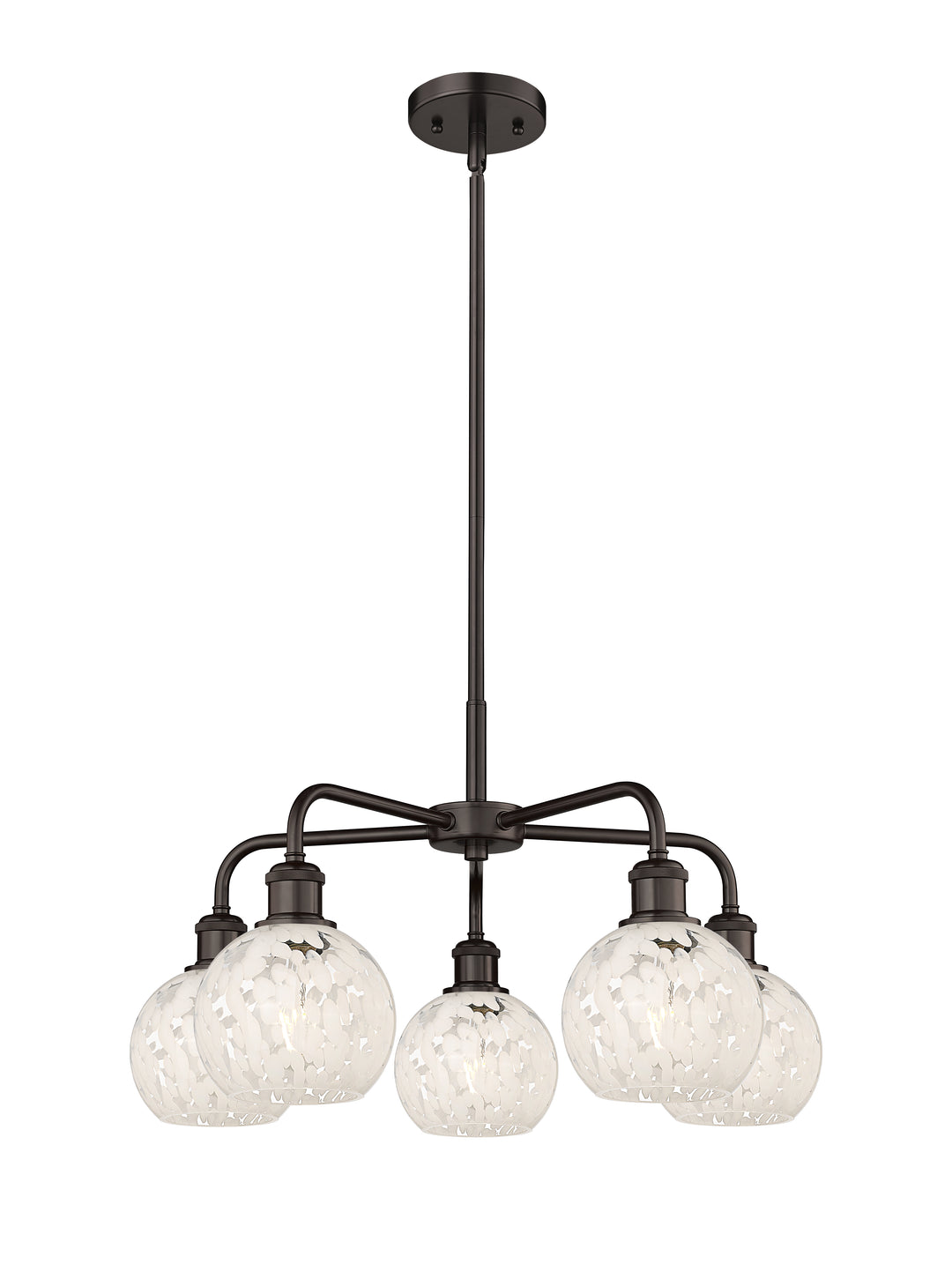 Innovations Lighting White Mouchette 6" Chandelier - Oil Rubbed Bronze Chandeliers Innovations Lighting White Mouchette ; Glass Type: White  