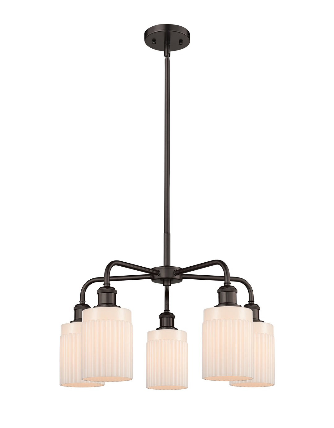 Innovations Lighting Hadley 5" Chandelier - Oil Rubbed Bronze Chandeliers Innovations Lighting Matte White ; Glass Type: White; Ribbed  