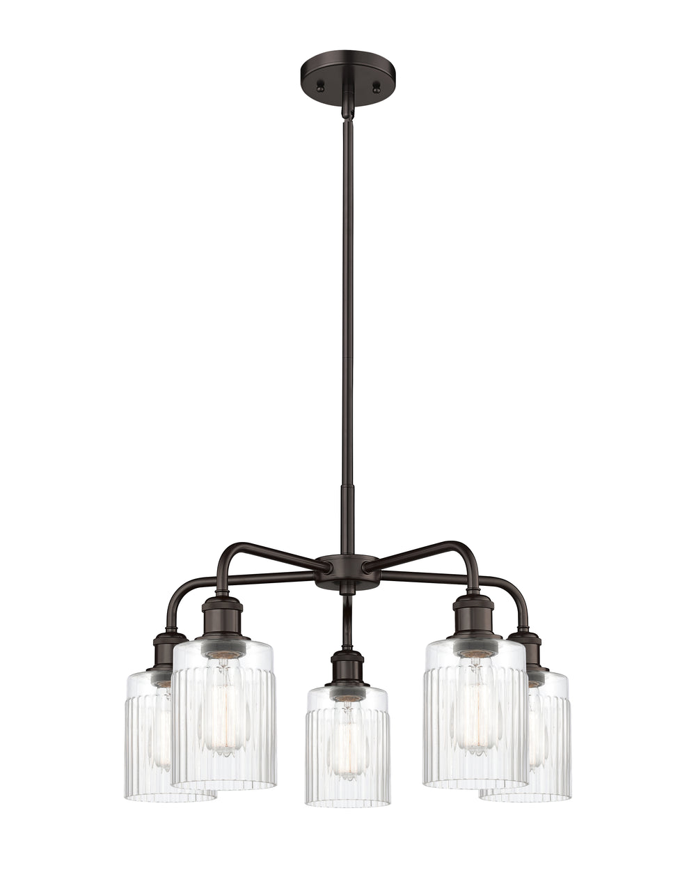 Innovations Lighting Hadley 5" Chandelier - Oil Rubbed Bronze Chandeliers Innovations Lighting Clear ; Glass Type: Clear; Ribbed  