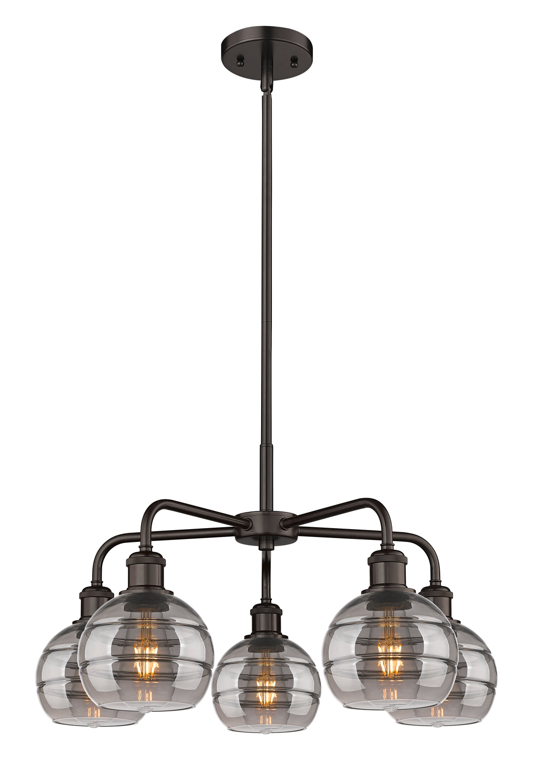 Innovations Lighting Rochester 6" Chandelier - Oil Rubbed Bronze Chandeliers Innovations Lighting Light Smoke ; Glass Type: Smoked  