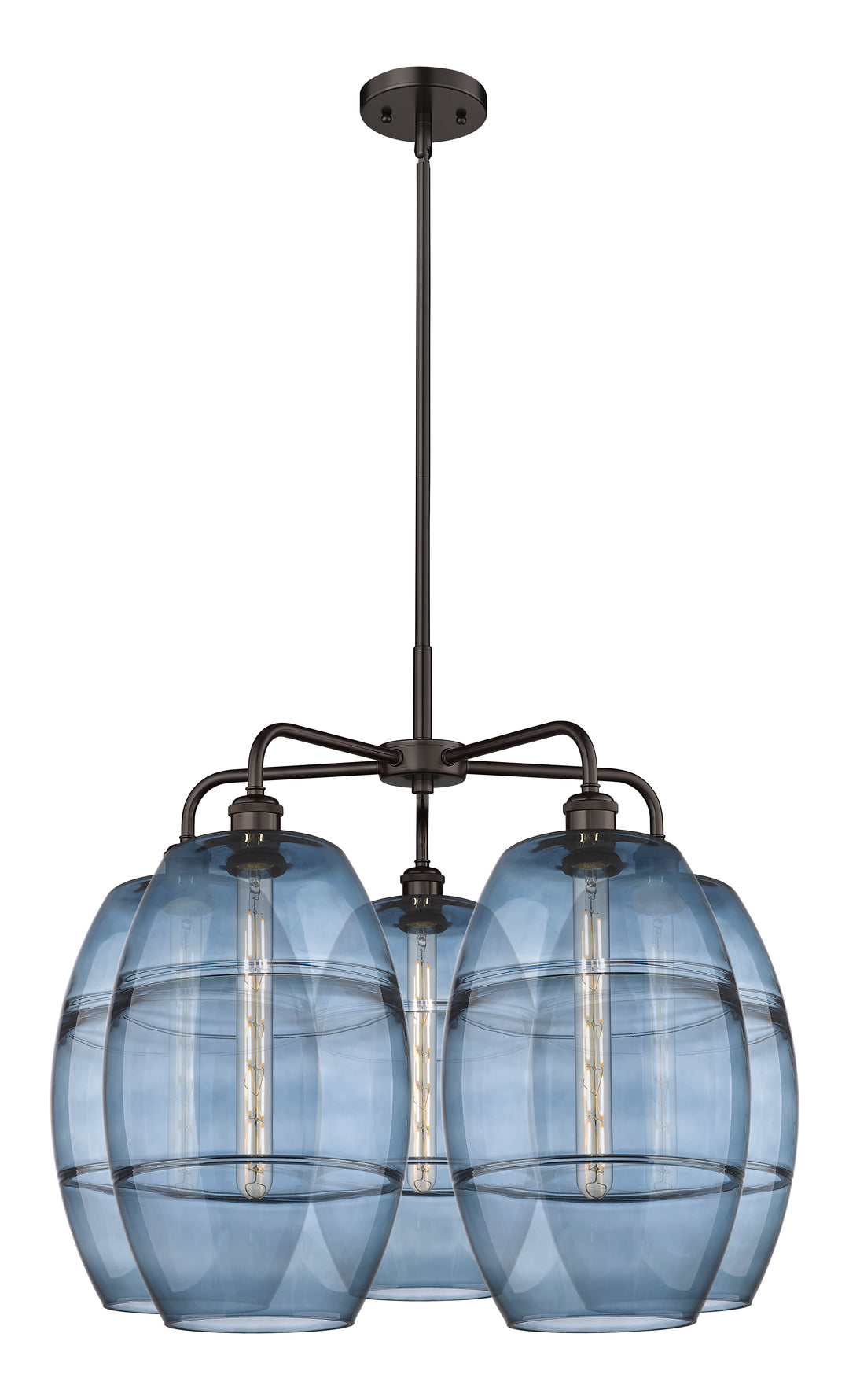 Innovations Lighting Vaz 10" Chandelier - Oil Rubbed Bronze Chandeliers Innovations Lighting Blue  ; Glass Type: Blue  