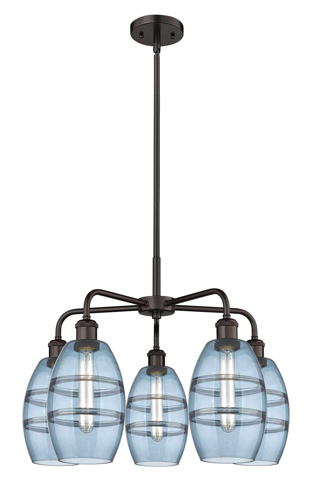 Innovations Lighting Vaz 6" Chandelier - Oil Rubbed Bronze Chandeliers Innovations Lighting Blue  ; Glass Type: Blue  