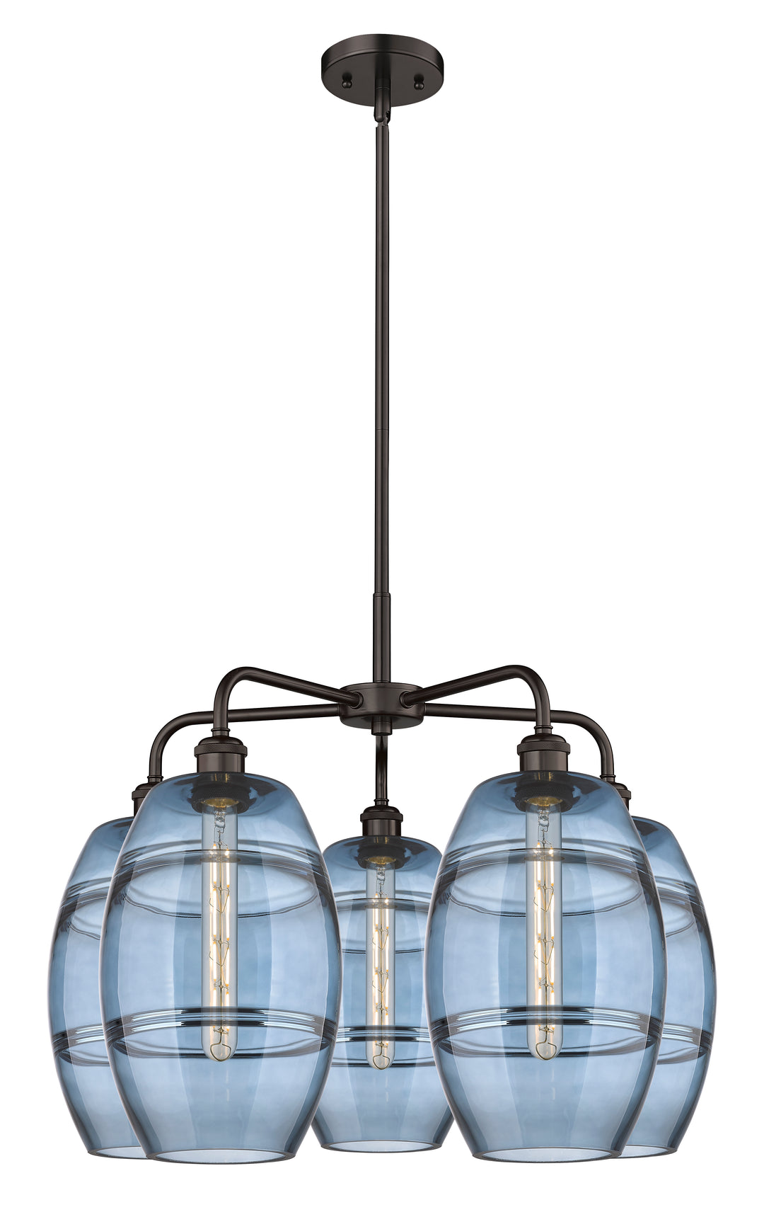 Innovations Lighting Vaz 8" Chandelier - Oil Rubbed Bronze Chandeliers Innovations Lighting Blue  ; Glass Type: Blue  