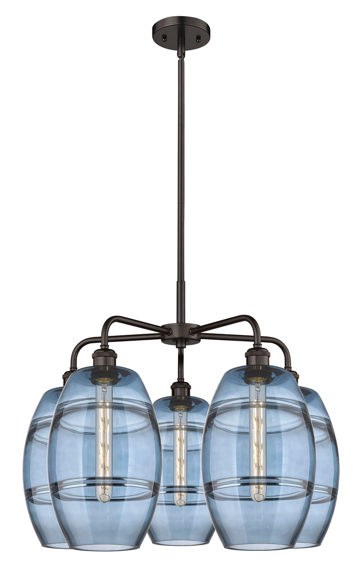 Innovations Lighting Vaz 8" Chandelier - Oil Rubbed Bronze Chandeliers Innovations Lighting Blue  ; Glass Type: Blue  