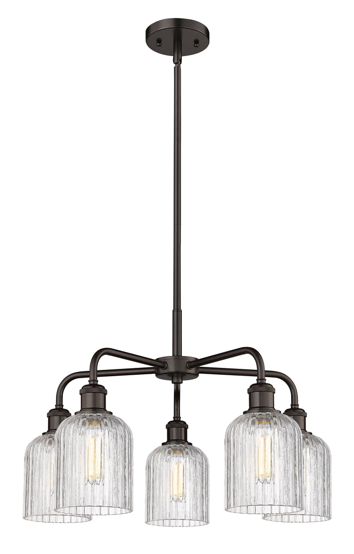 Innovations Lighting Bridal Veil 5" Chandelier Chandeliers Innovations Lighting Oil Rubbed Bronze Clear ; Glass Type: Clear; Ribbed 