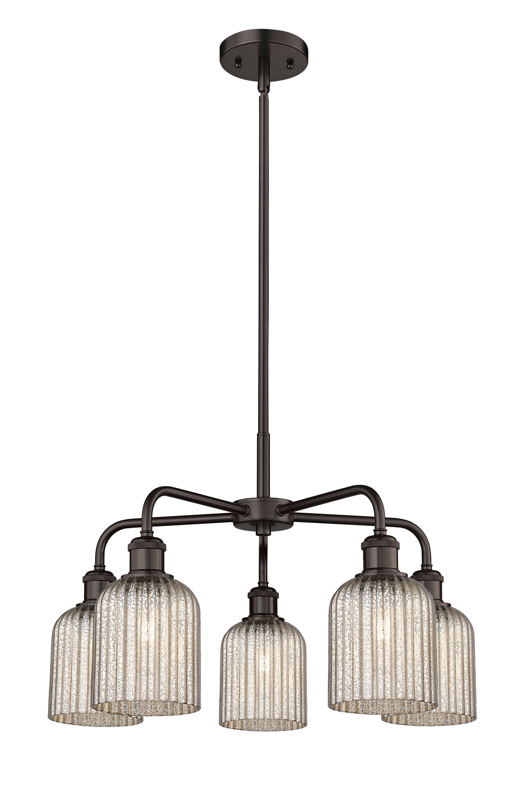 Innovations Lighting Bridal Veil 5" Chandelier Chandeliers Innovations Lighting Oil Rubbed Bronze Mercury ; Glass Type: Mercury; Ribbed 