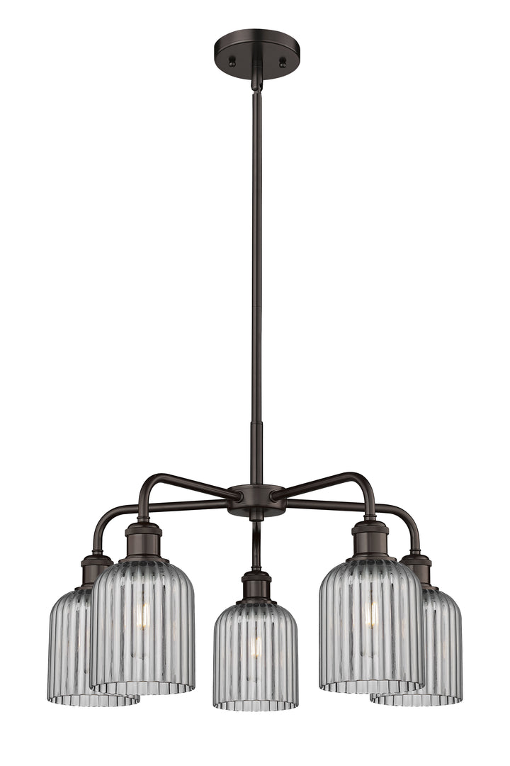 Innovations Lighting Bridal Veil 5" Chandelier Chandeliers Innovations Lighting Oil Rubbed Bronze Light Smoke ; Glass Type: Light Smoke; Ribbed 