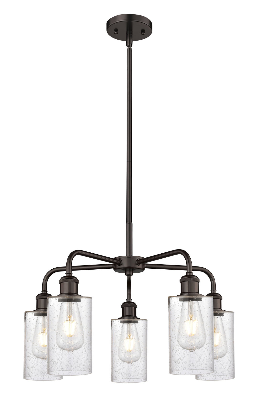 Innovations Lighting Clymer 4" Chandelier - Oil Rubbed Bronze Chandeliers Innovations Lighting Seedy ; Glass Type: Transparent  