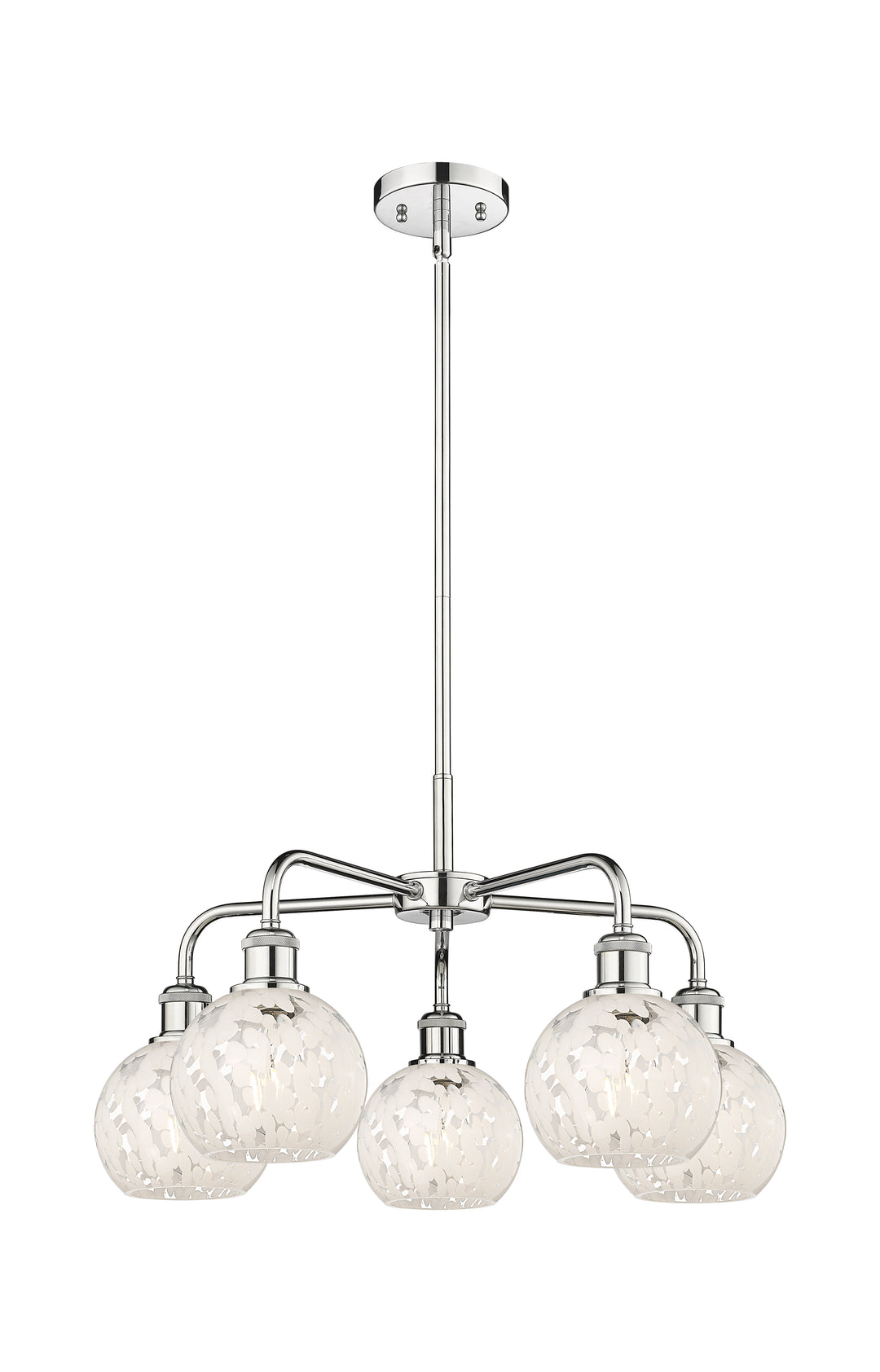 Innovations Lighting White Mouchette 6" Chandelier - Polished Chrome Chandeliers Innovations Lighting White Mouchette ; Glass Type: White  