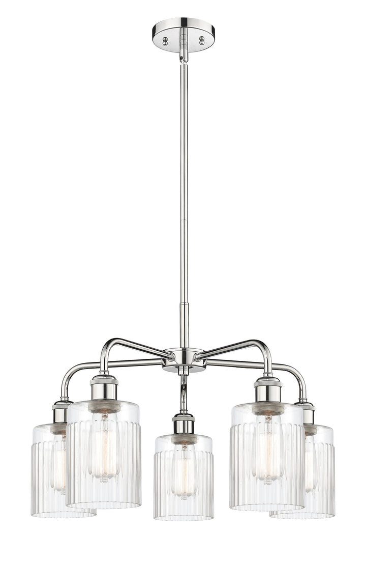 Innovations Lighting Hadley 5" Chandelier - Polished Chrome Chandeliers Innovations Lighting Clear ; Glass Type: Clear; Ribbed  