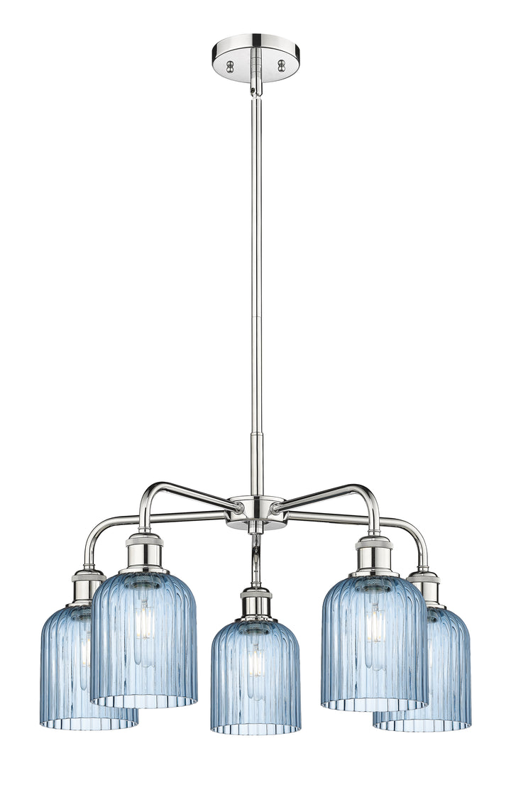 Innovations Lighting Bridal Veil 5" Chandelier Chandeliers Innovations Lighting Polished Chrome Princess Blue ; Glass Type: Princess Blue; Ribbed 