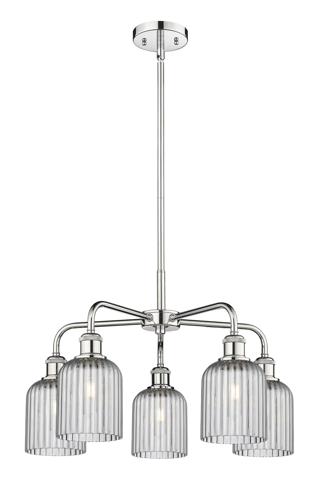 Innovations Lighting Bridal Veil 5" Chandelier Chandeliers Innovations Lighting Polished Chrome Light Smoke ; Glass Type: Light Smoke; Ribbed 