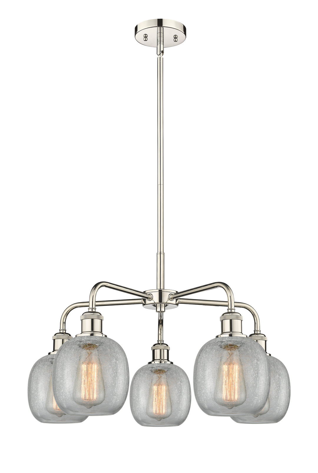 Innovations Lighting Belfast 6" Chandelier Chandeliers Innovations Lighting Polished Nickel Clear Crackle ; Glass Type: Crackled 