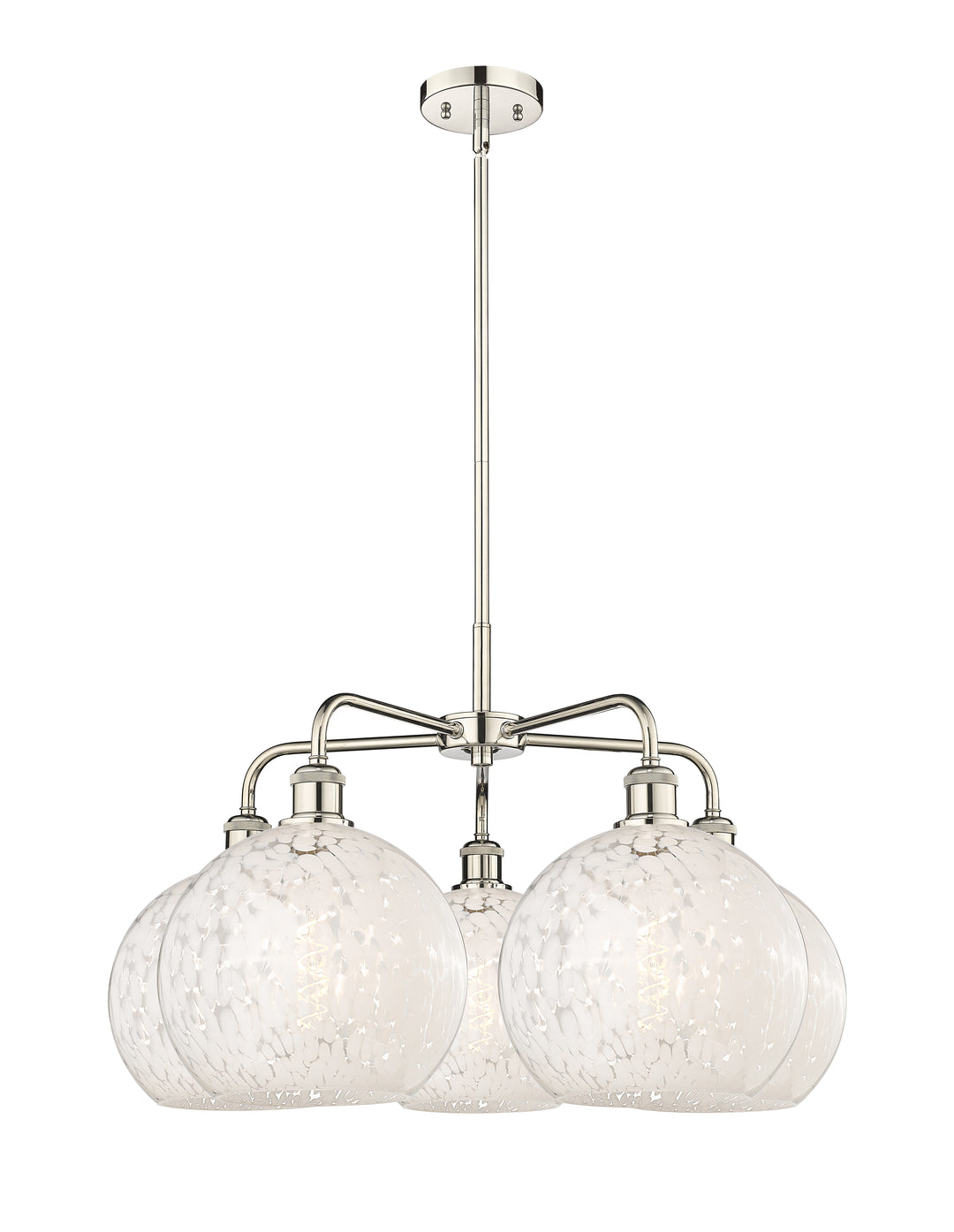 Innovations Lighting White Mouchette 10" Chandelier - Polished Nickel Chandeliers Innovations Lighting White Mouchette ; Glass Type: White  