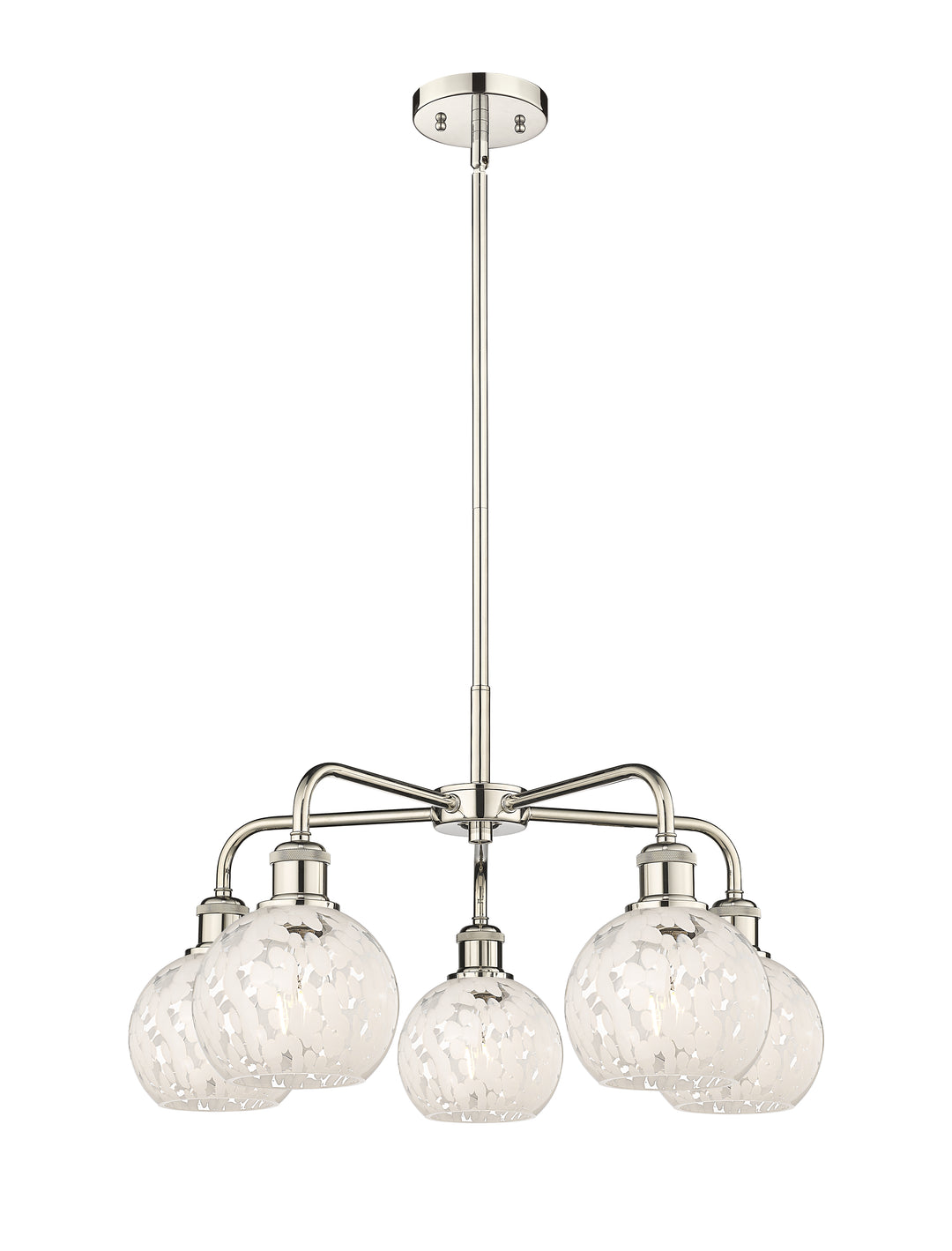 Innovations Lighting White Mouchette 6" Chandelier - Polished Nickel Chandeliers Innovations Lighting White Mouchette ; Glass Type: White  