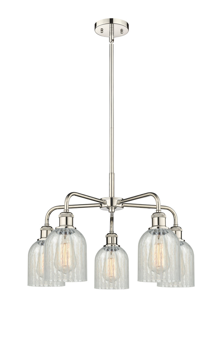 Innovations Lighting Caledonia 5" Chandelier Chandeliers Innovations Lighting Polished Nickel Mouchette ; Glass Type: Colorful 