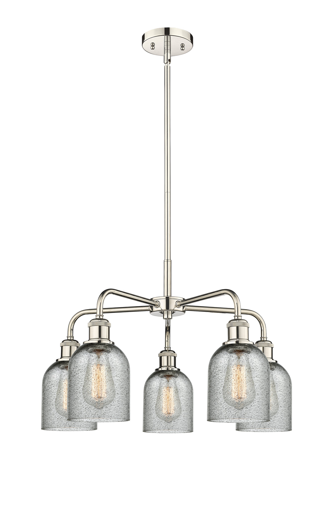 Innovations Lighting Caledonia 5" Chandelier Chandeliers Innovations Lighting Polished Nickel Charcoal ; Glass Type: Charcoal 