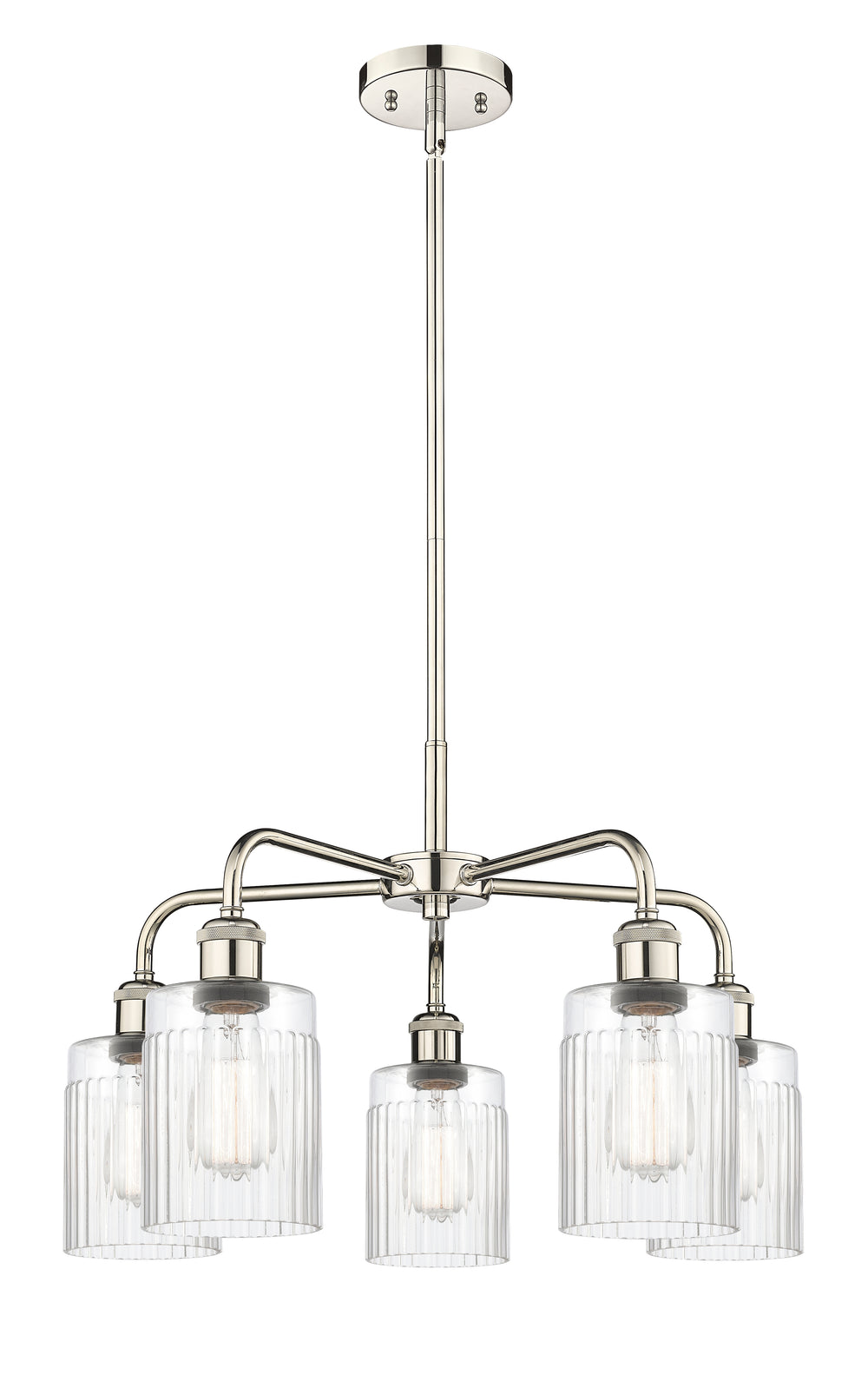 Innovations Lighting Hadley 5" Chandelier - Polished Nickel Chandeliers Innovations Lighting Clear ; Glass Type: Clear; Ribbed  