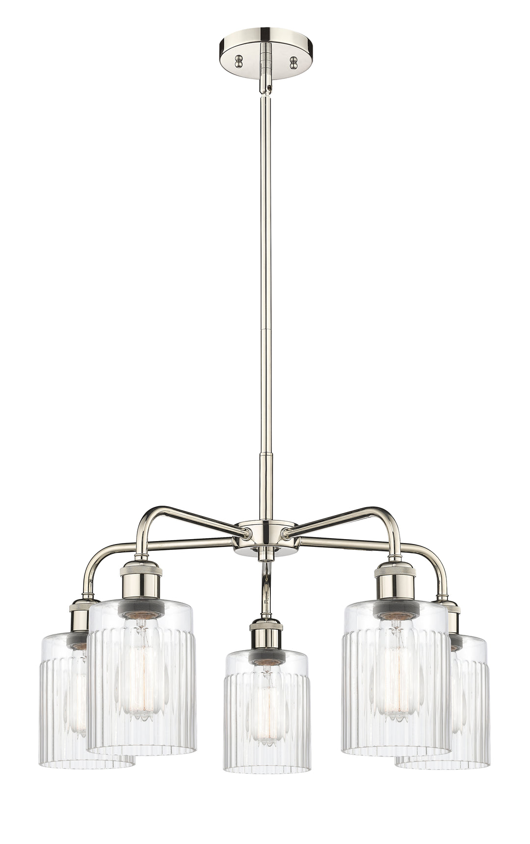 Innovations Lighting Hadley 5" Chandelier - Polished Nickel Chandeliers Innovations Lighting Clear ; Glass Type: Clear; Ribbed  