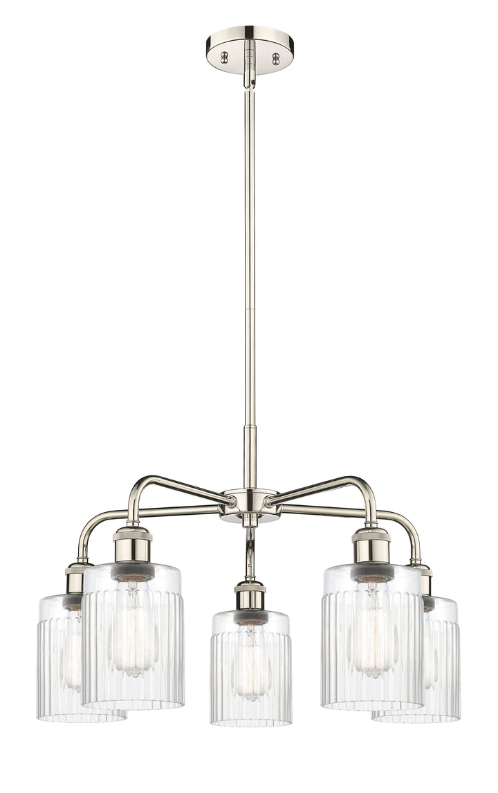 Innovations Lighting Hadley 5" Chandelier - Polished Nickel Chandeliers Innovations Lighting Clear ; Glass Type: Clear; Ribbed  