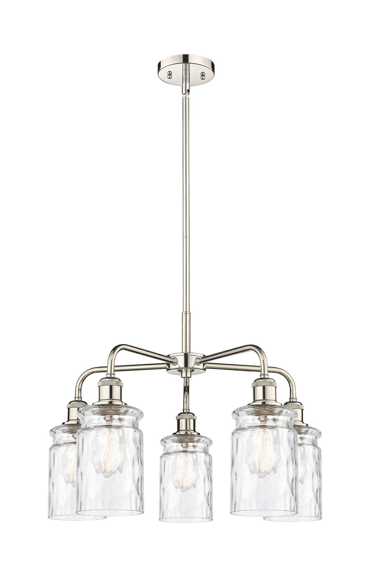 Innovations Lighting Candor 5" Chandelier Chandeliers Innovations Lighting Polished Nickel Clear Waterglass ; Glass Type: Frosted; Ribbed 