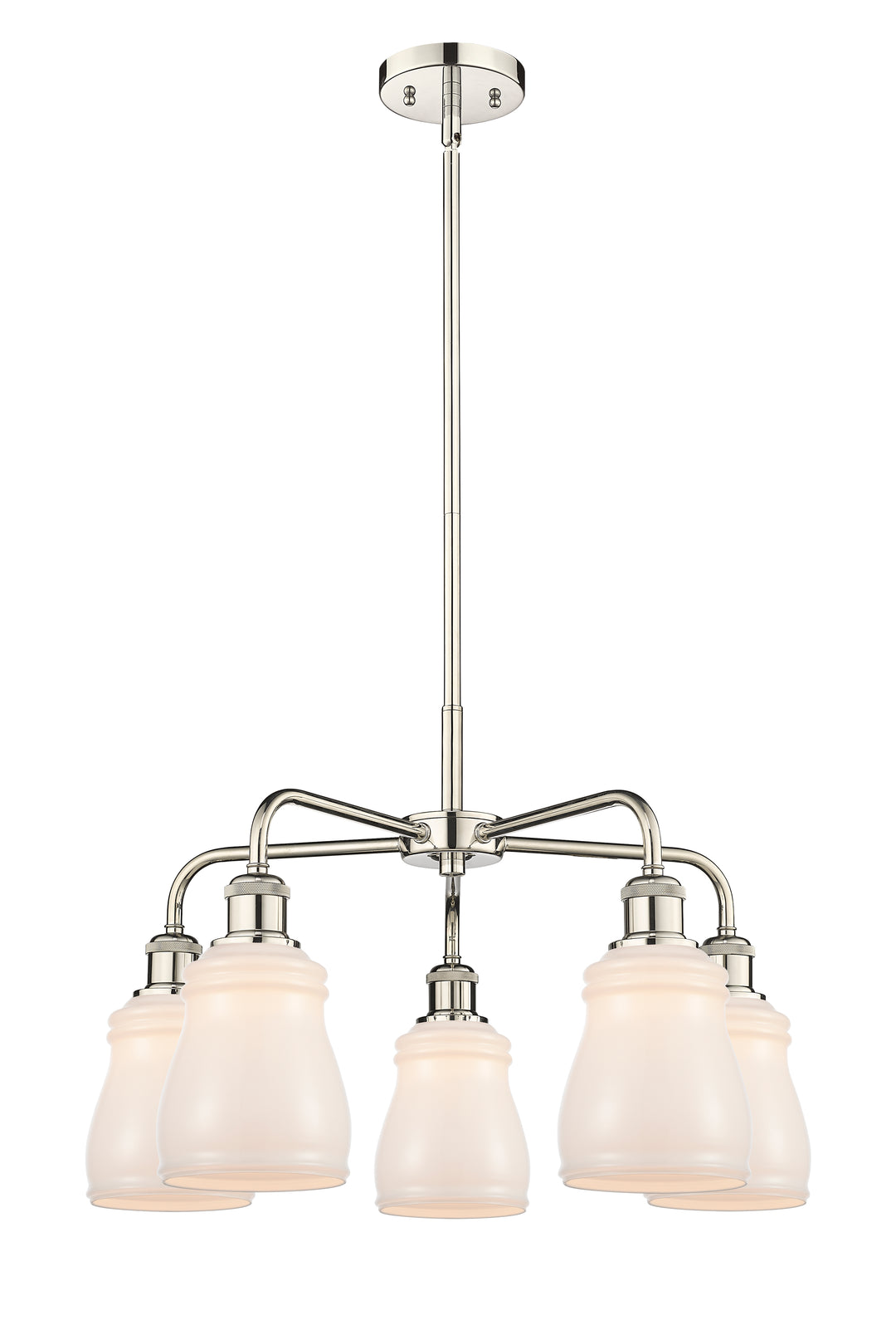 Innovations Lighting Ellery 5" Chandelier - Polished Nickel Chandeliers Innovations Lighting White ; Glass Type: White  