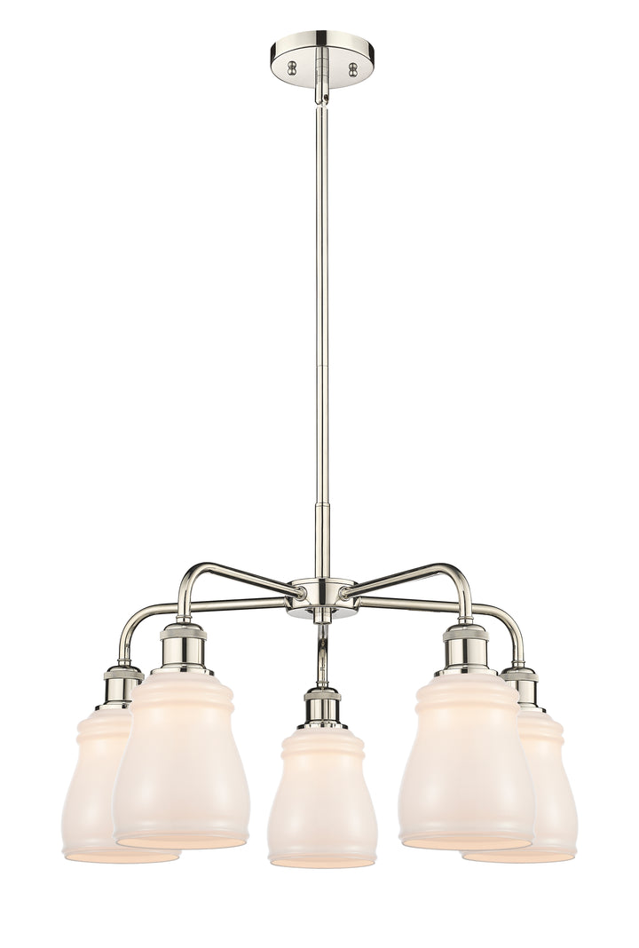 Innovations Lighting Ellery 5" Chandelier - Polished Nickel Chandeliers Innovations Lighting White ; Glass Type: White  