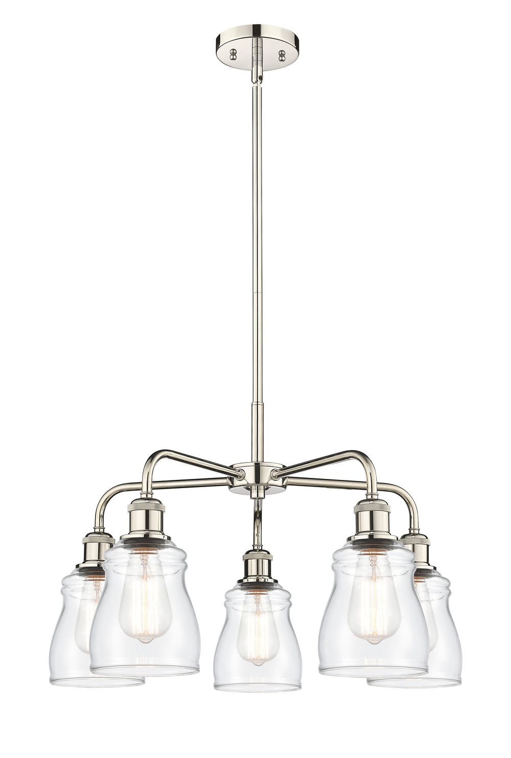 Innovations Lighting Ellery 5" Chandelier - Polished Nickel Chandeliers Innovations Lighting Clear ; Glass Type: Clear  