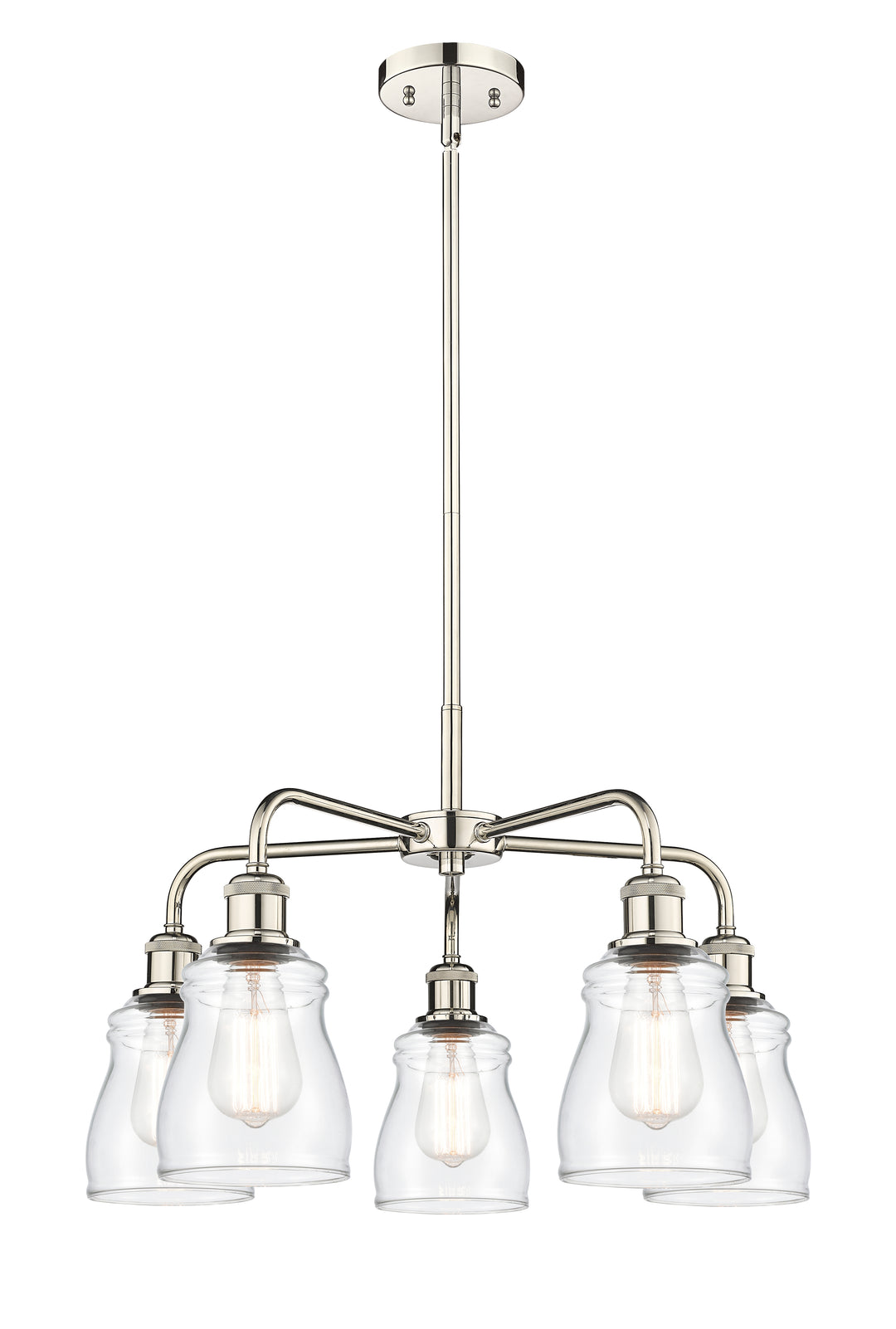 Innovations Lighting Ellery 5" Chandelier - Polished Nickel Chandeliers Innovations Lighting Clear ; Glass Type: Clear  