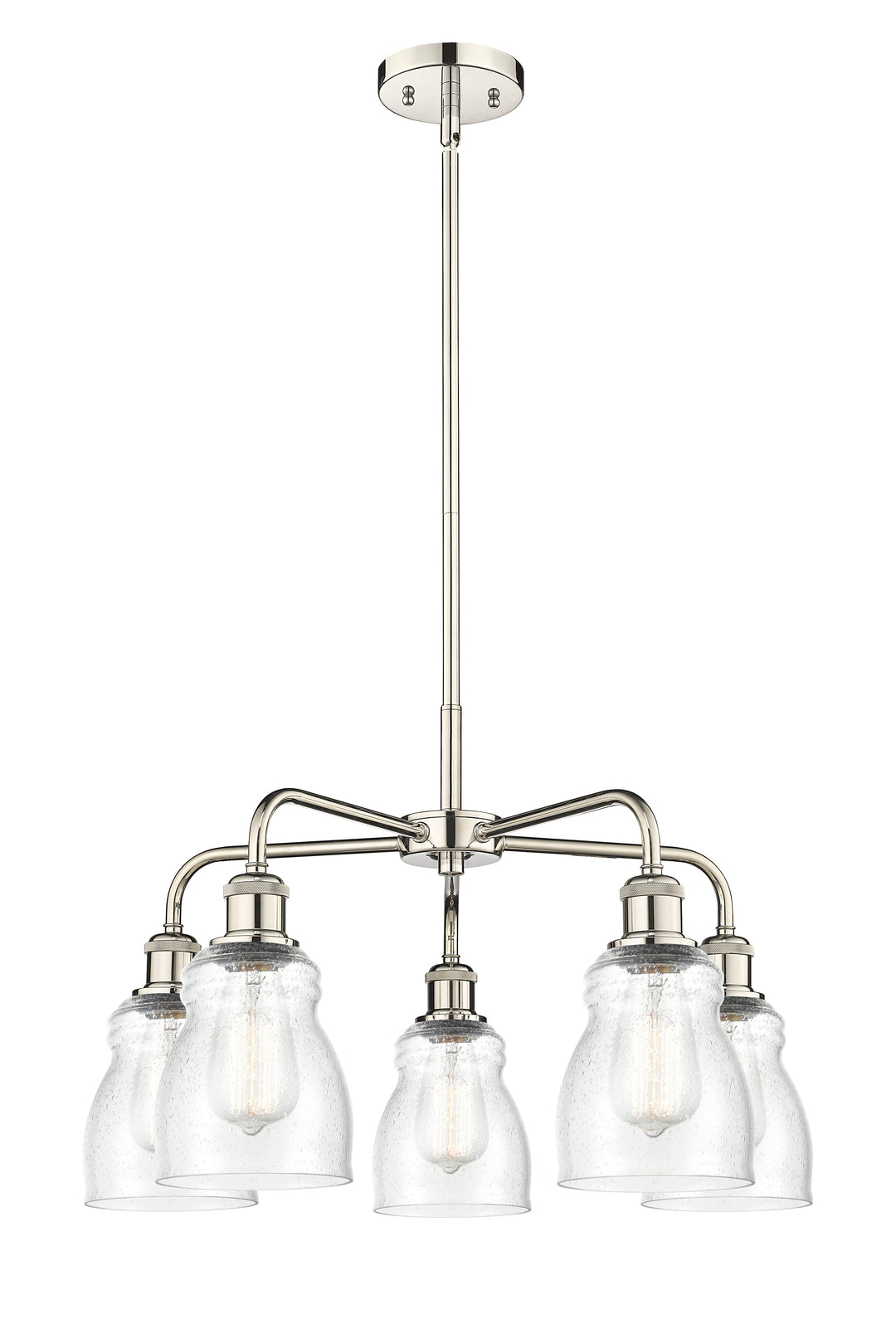 Innovations Lighting Ellery 5" Chandelier - Polished Nickel Chandeliers Innovations Lighting Seedy ; Glass Type: Seeded  