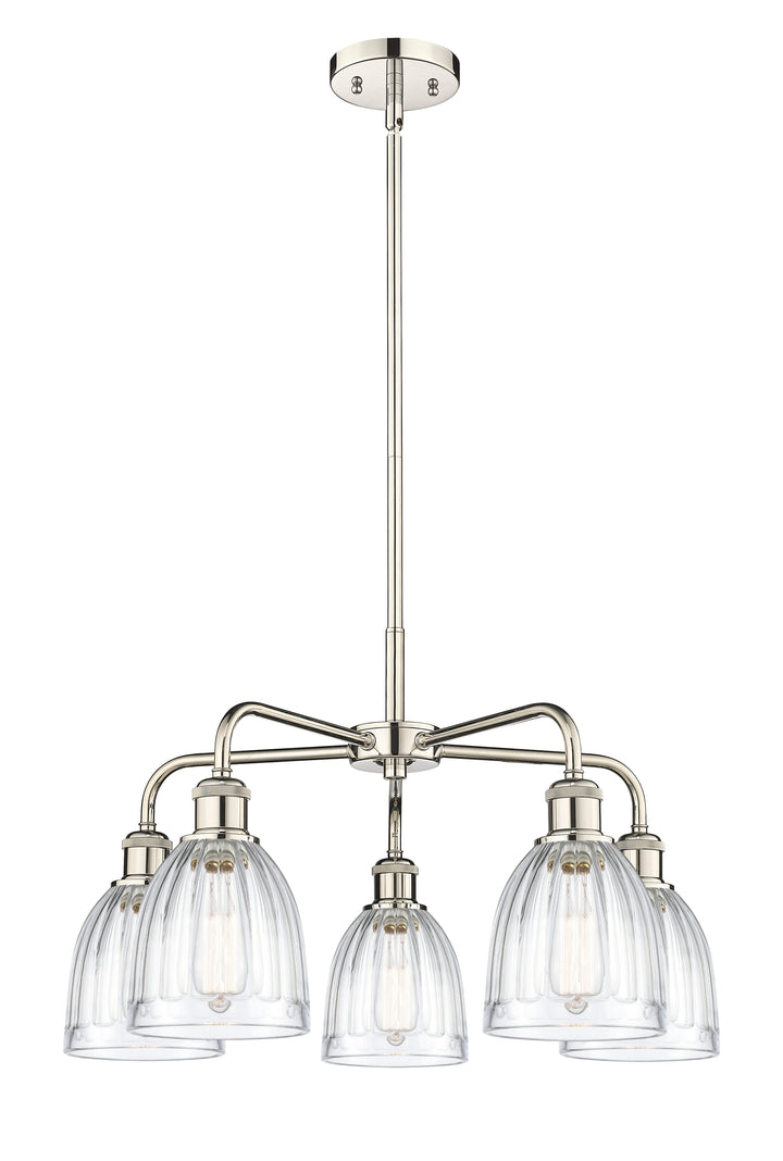 Innovations Lighting Brookfield 6" Chandelier Chandeliers Innovations Lighting Polished Nickel Clear ; Glass Type: Transparent; Ribbed 