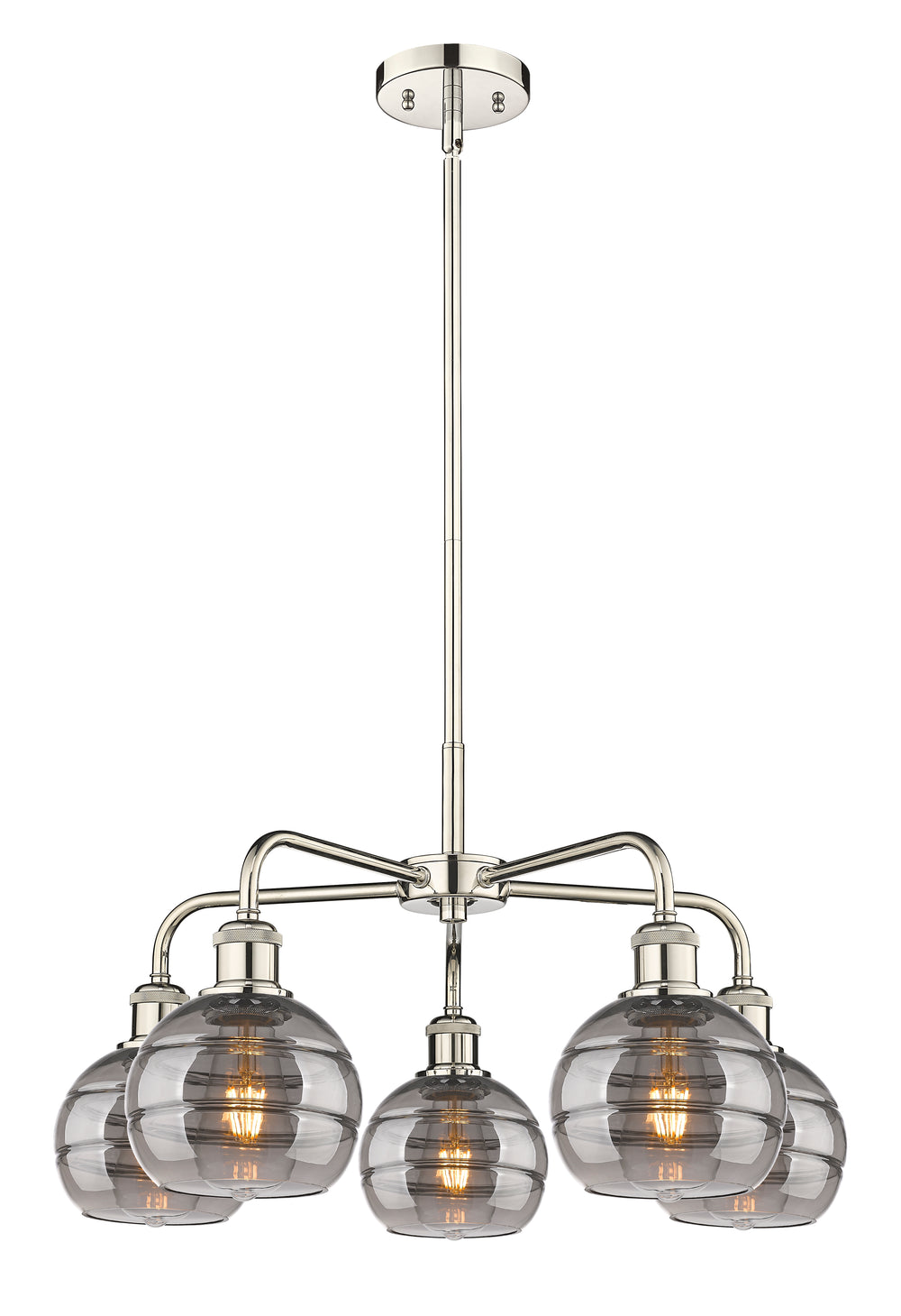 Innovations Lighting Rochester 6" Chandelier - Polished Nickel Chandeliers Innovations Lighting Light Smoke ; Glass Type: Smoked  