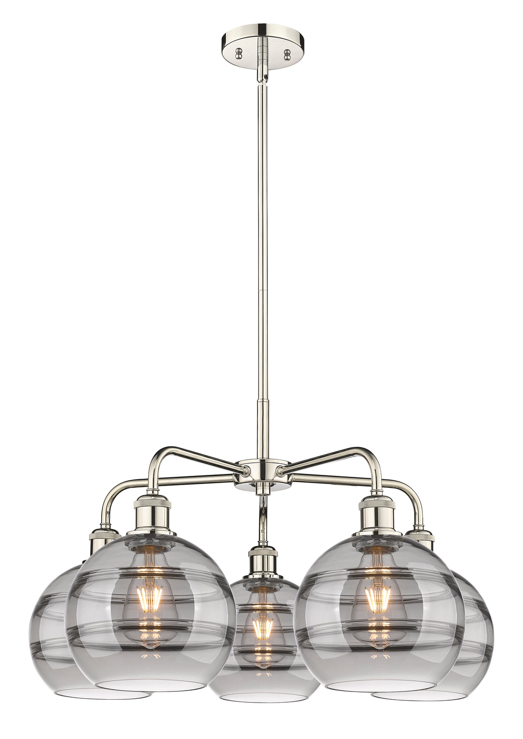 Innovations Lighting Rochester 8" Chandelier - Polished Nickel Chandeliers Innovations Lighting Light Smoke ; Glass Type: Smoked  