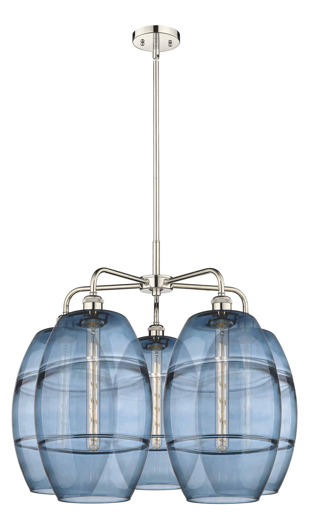 Innovations Lighting Vaz 10" Chandelier - Polished Nickel Chandeliers Innovations Lighting Blue  ; Glass Type: Blue  