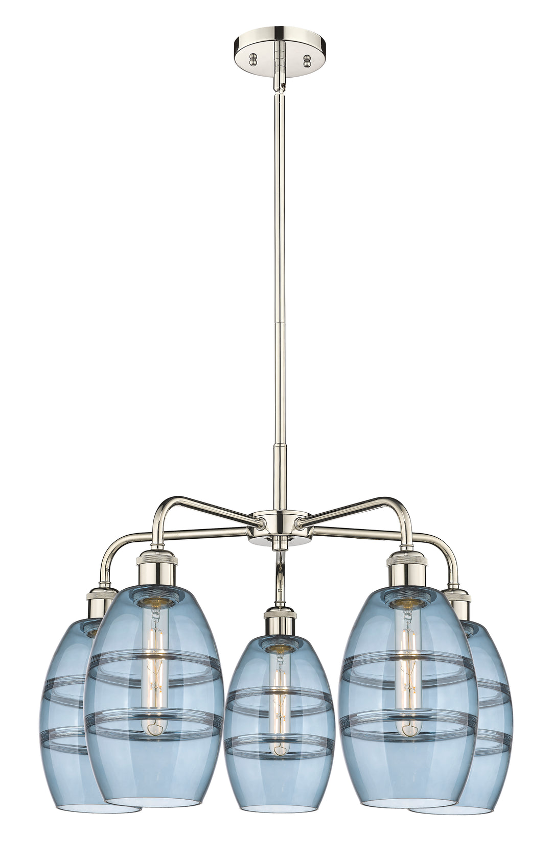 Innovations Lighting Vaz 6" Chandelier - Polished Nickel Chandeliers Innovations Lighting Blue  ; Glass Type: Blue  