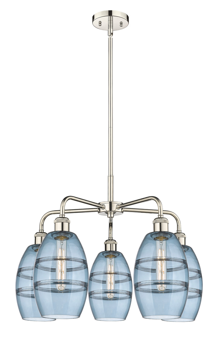 Innovations Lighting Vaz 6" Chandelier - Polished Nickel Chandeliers Innovations Lighting Blue  ; Glass Type: Blue  