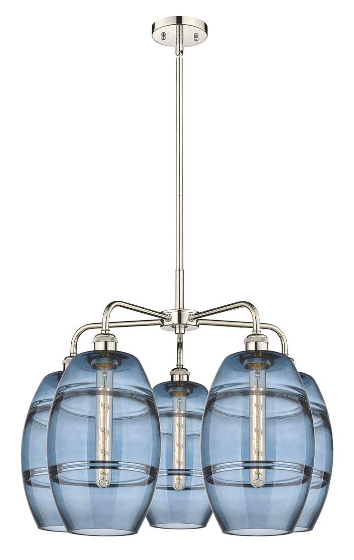 Innovations Lighting Vaz 8" Chandelier - Polished Nickel Chandeliers Innovations Lighting Blue  ; Glass Type: Blue  