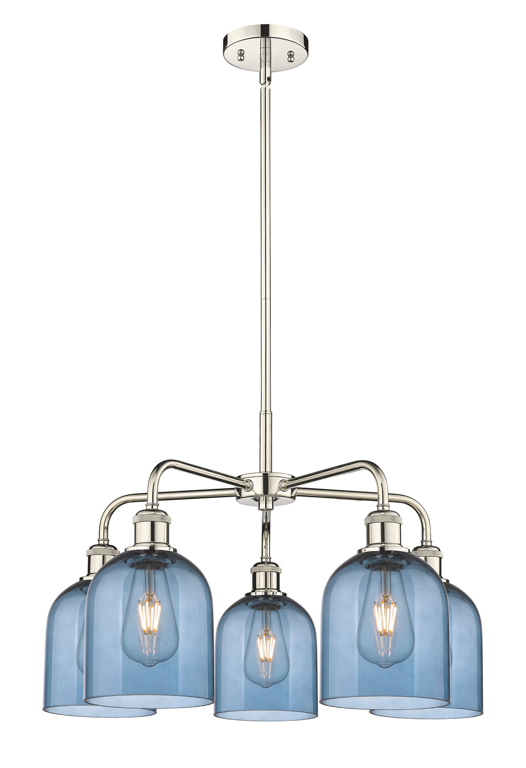 Innovations Lighting Bella 6" Chandelier Chandeliers Innovations Lighting Polished Nickel Blue  ; Glass Type: Blue 