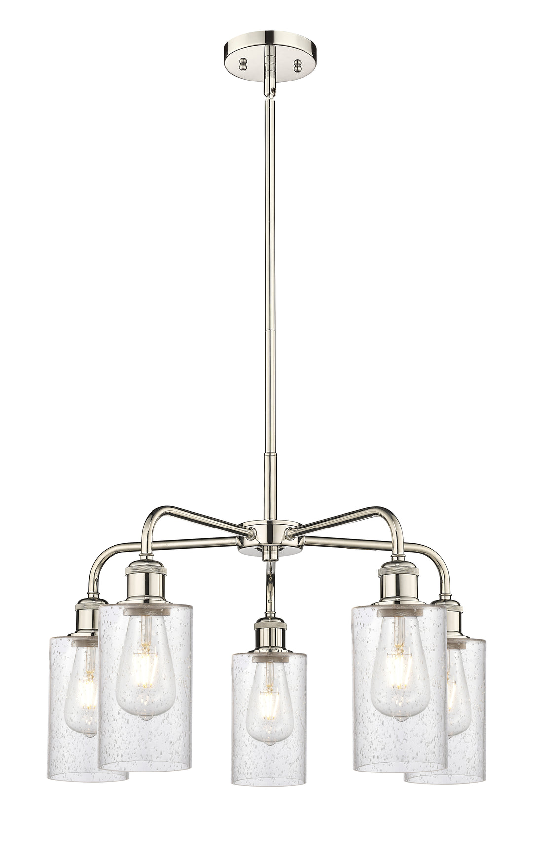 Innovations Lighting Clymer 4" Chandelier - Polished Nickel Chandeliers Innovations Lighting Seedy ; Glass Type: Transparent  