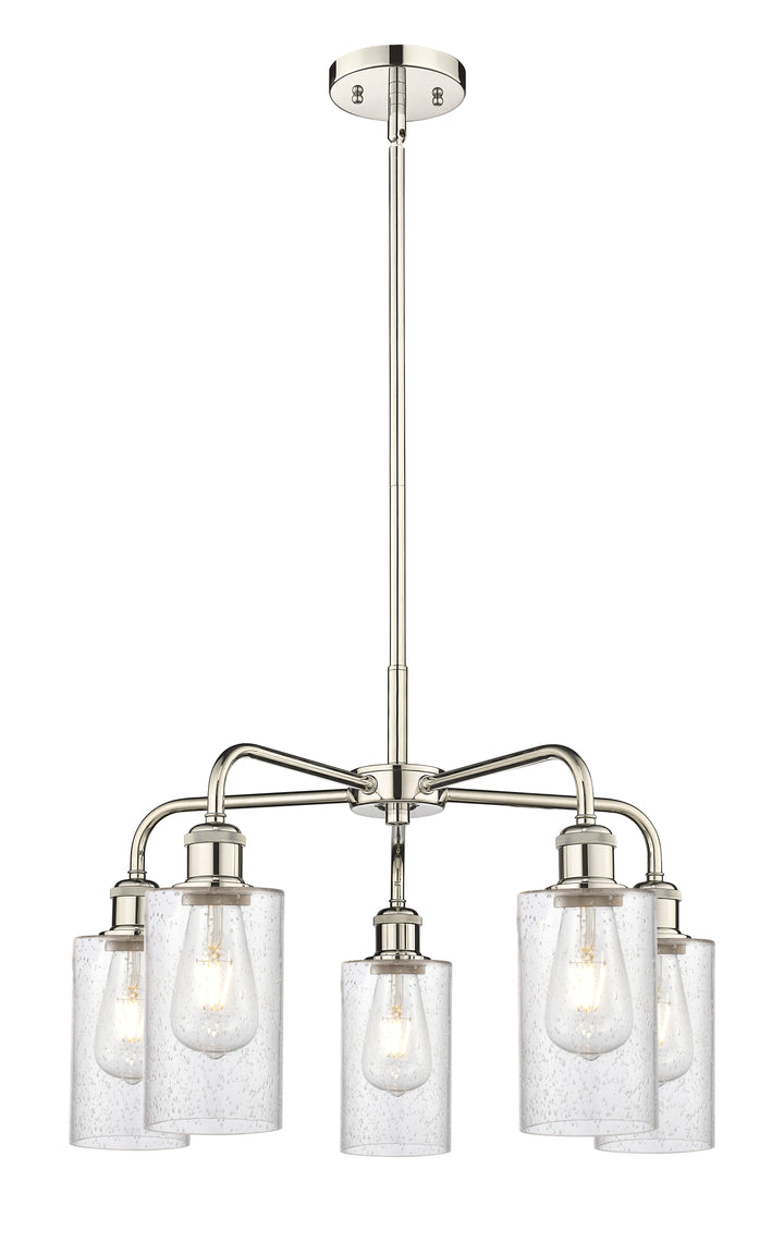 Innovations Lighting Clymer 4" Chandelier - Polished Nickel Chandeliers Innovations Lighting Seedy ; Glass Type: Transparent  