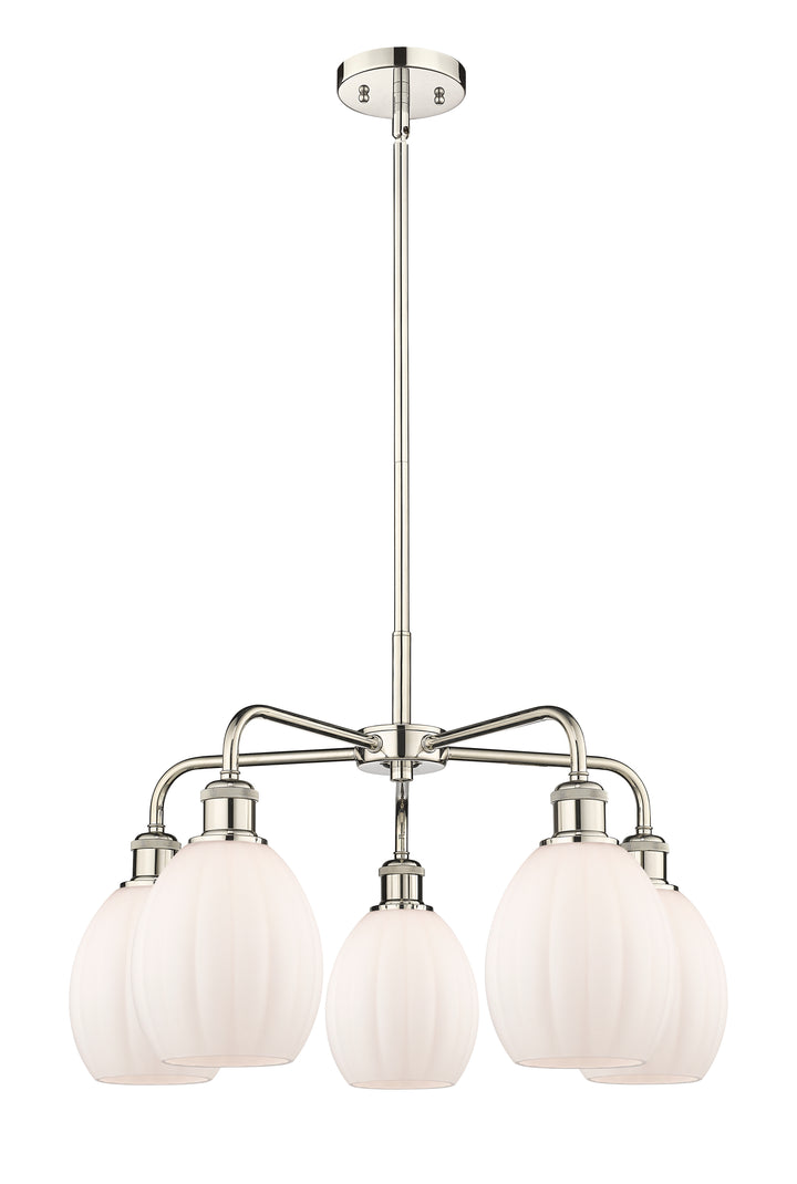 Innovations Lighting Eaton 5.5" Chandelier - Polished Nickel Chandeliers Innovations Lighting Matte White ; Glass Type: White; Ribbed  