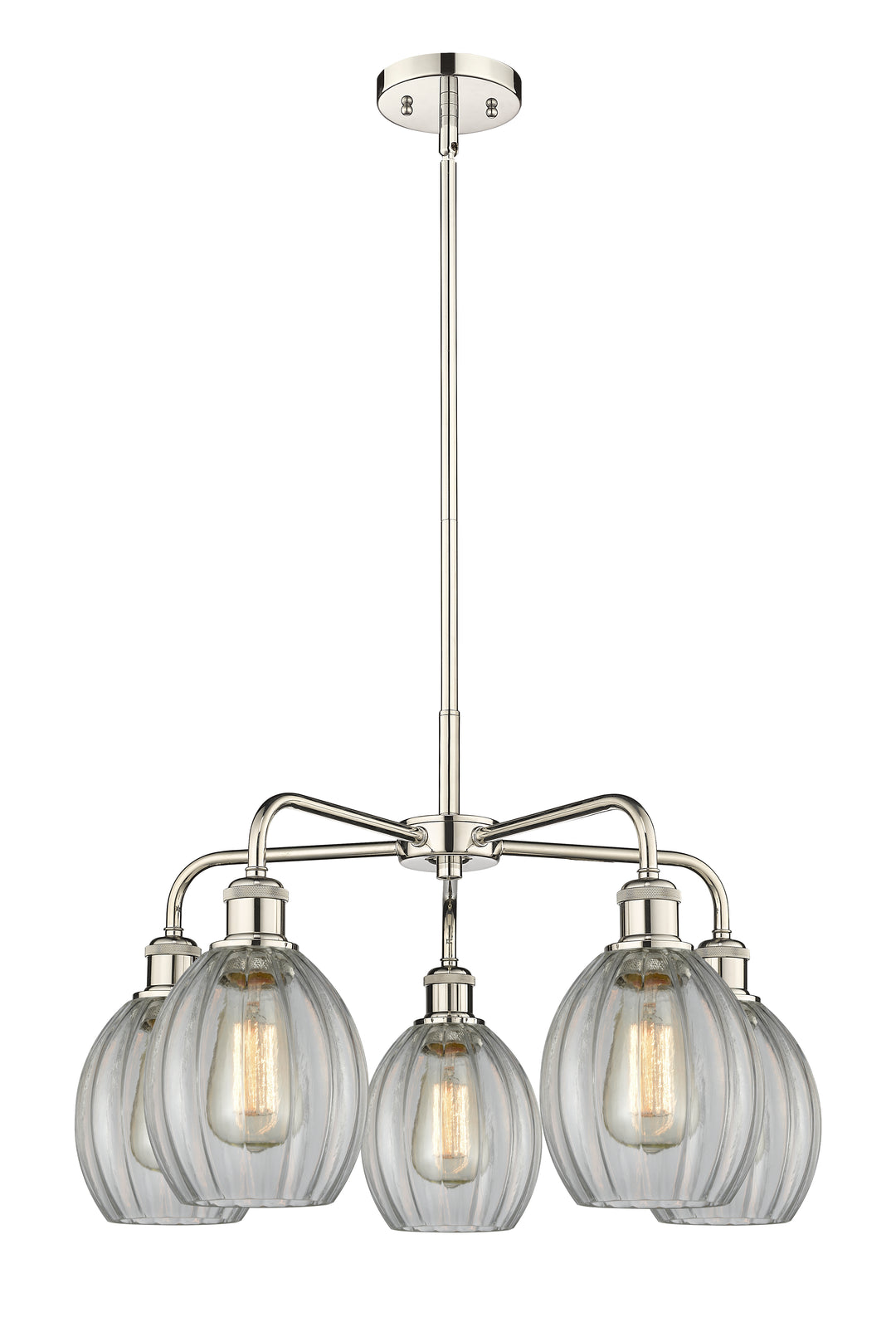 Innovations Lighting Eaton 5.5" Chandelier - Polished Nickel Chandeliers Innovations Lighting Clear ; Glass Type: Transparent; Ribbed  