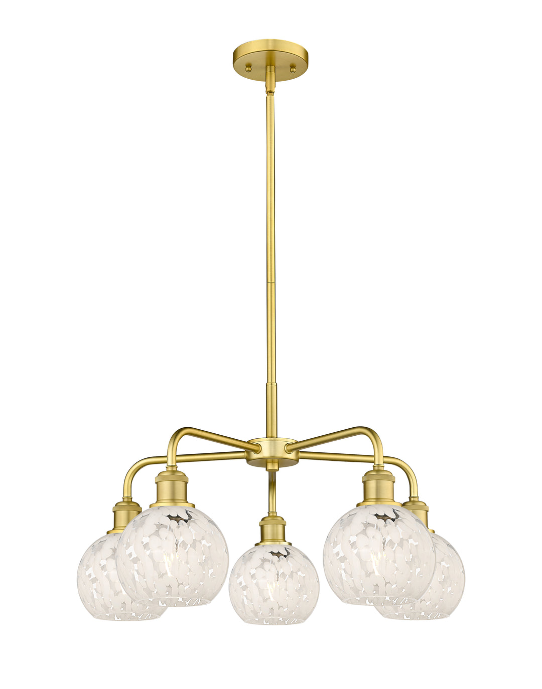 Innovations Lighting White Mouchette 6" Chandelier - Satin Gold Chandeliers Innovations Lighting White Mouchette ; Glass Type: White  