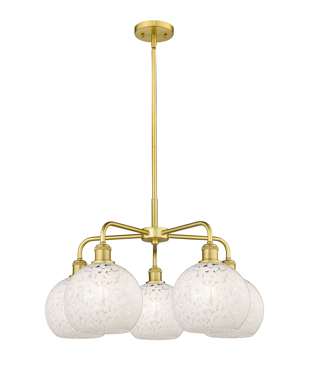 Innovations Lighting White Mouchette 8" Chandelier - Satin Gold Chandeliers Innovations Lighting White Mouchette ; Glass Type: White  