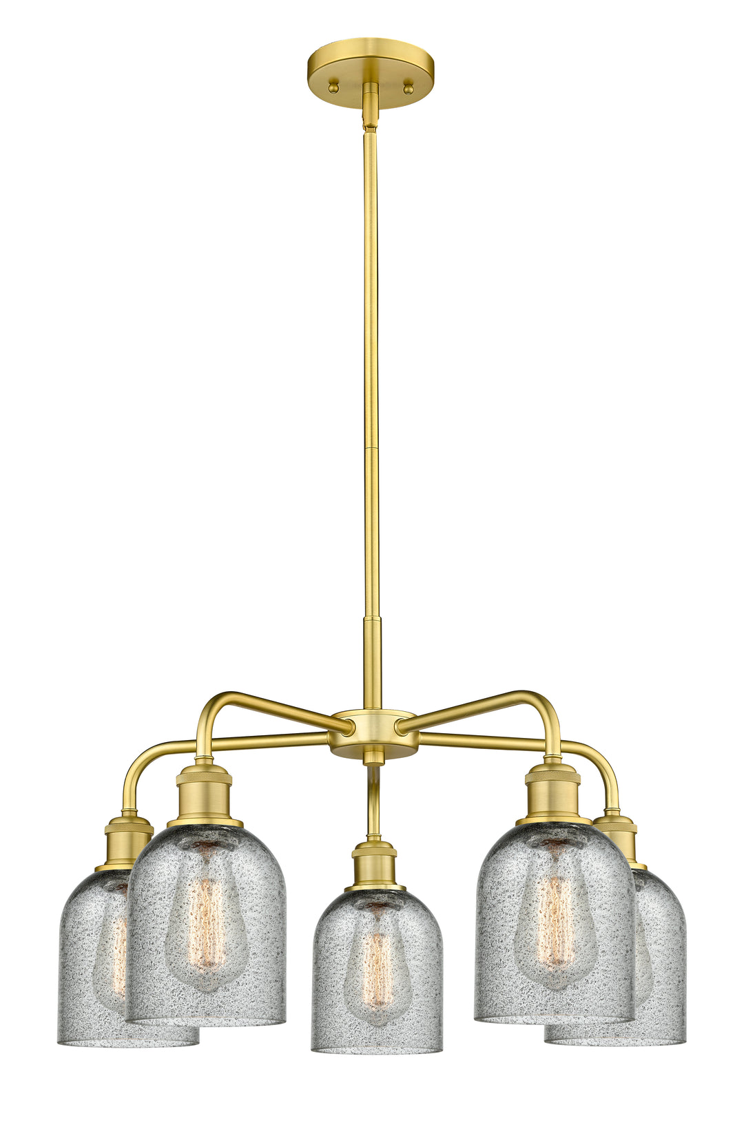 Innovations Lighting Caledonia 5" Chandelier Chandeliers Innovations Lighting Satin Gold Charcoal ; Glass Type: Charcoal 