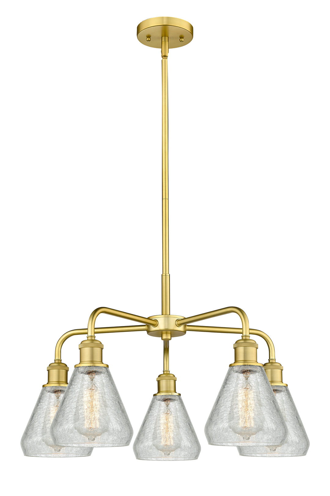 Innovations Lighting Conesus 6" Chandelier - Satin Gold Chandeliers Innovations Lighting Clear Crackle ; Glass Type: Crackled  