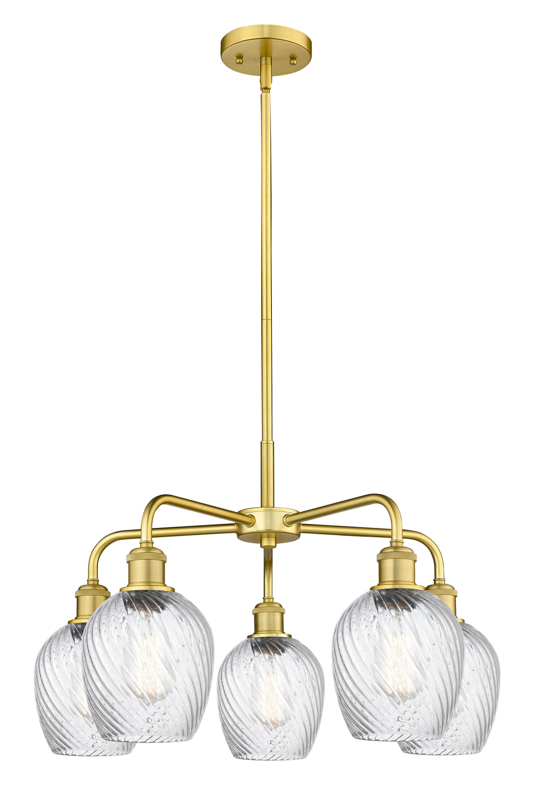 Innovations Lighting Salina 6" Chandelier - Satin Gold Chandeliers Innovations Lighting Clear Spiral Fluted ; Glass Type: Transparent  