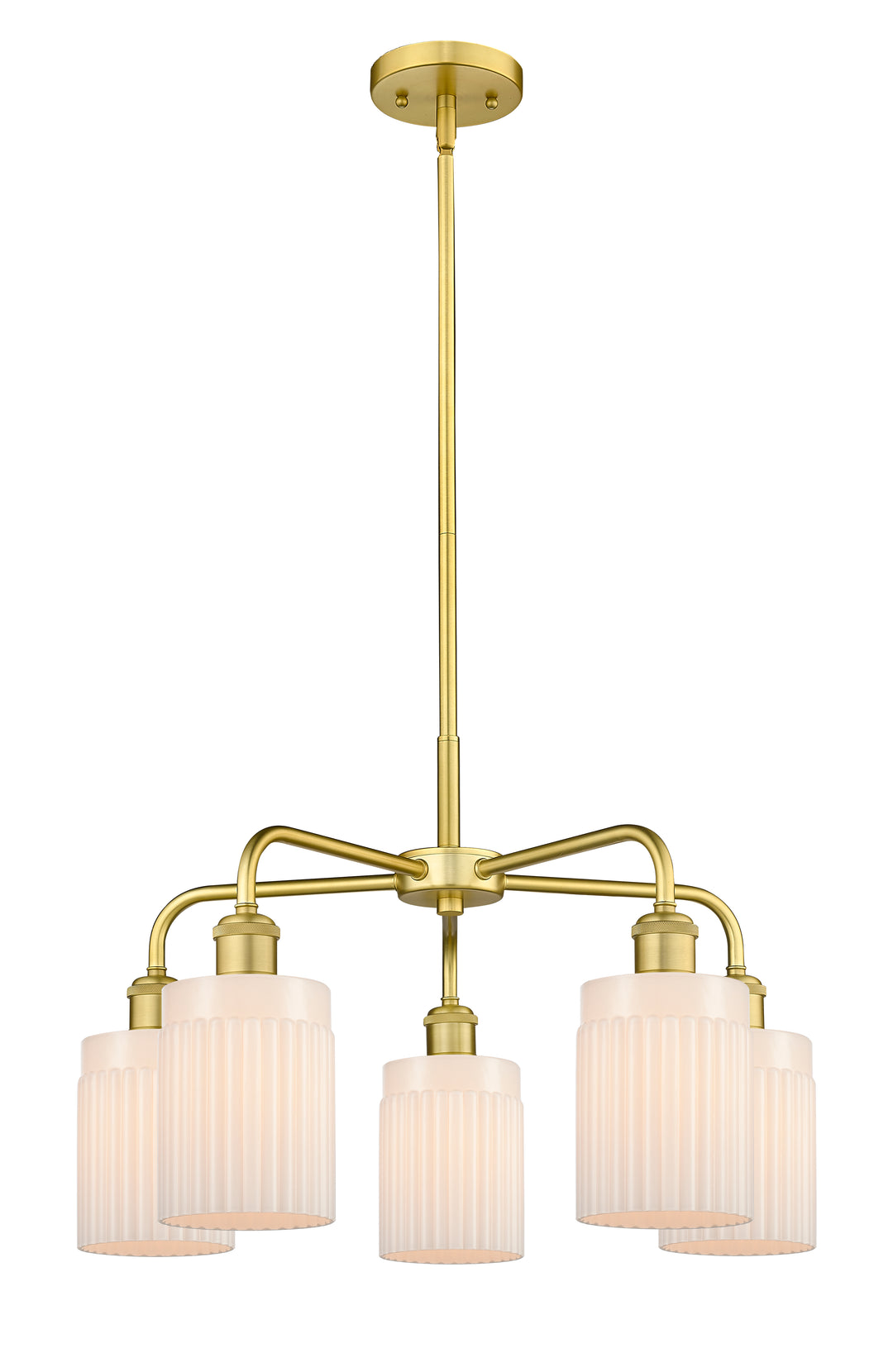 Innovations Lighting Hadley 5" Chandelier - Satin Gold Chandeliers Innovations Lighting Matte White ; Glass Type: White; Ribbed  