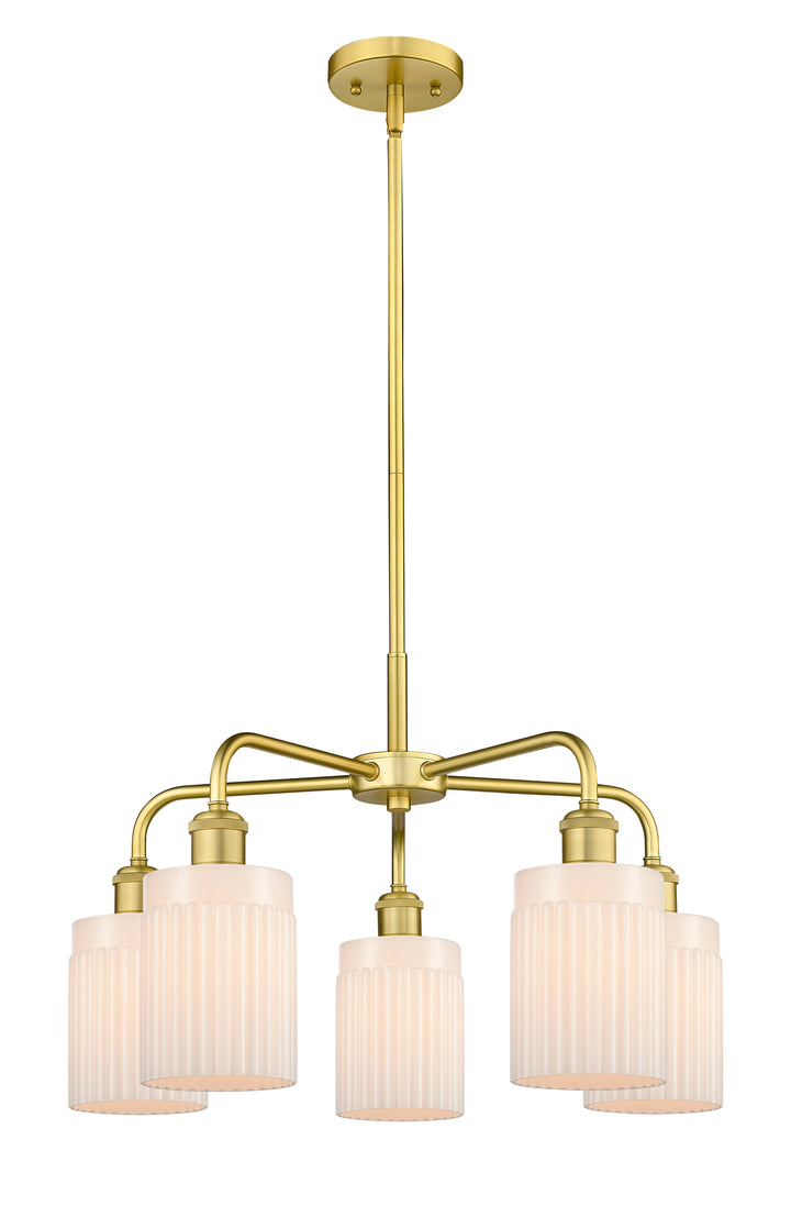 Innovations Lighting Hadley 5" Chandelier - Satin Gold Chandeliers Innovations Lighting Matte White ; Glass Type: White; Ribbed  